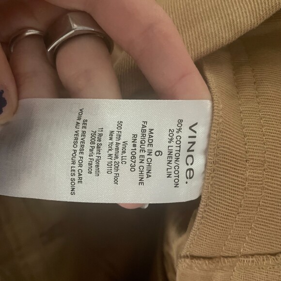 Vince Cotton and Linen Wide Leg Painter Pants Tan 6 - Picture 5 of 8